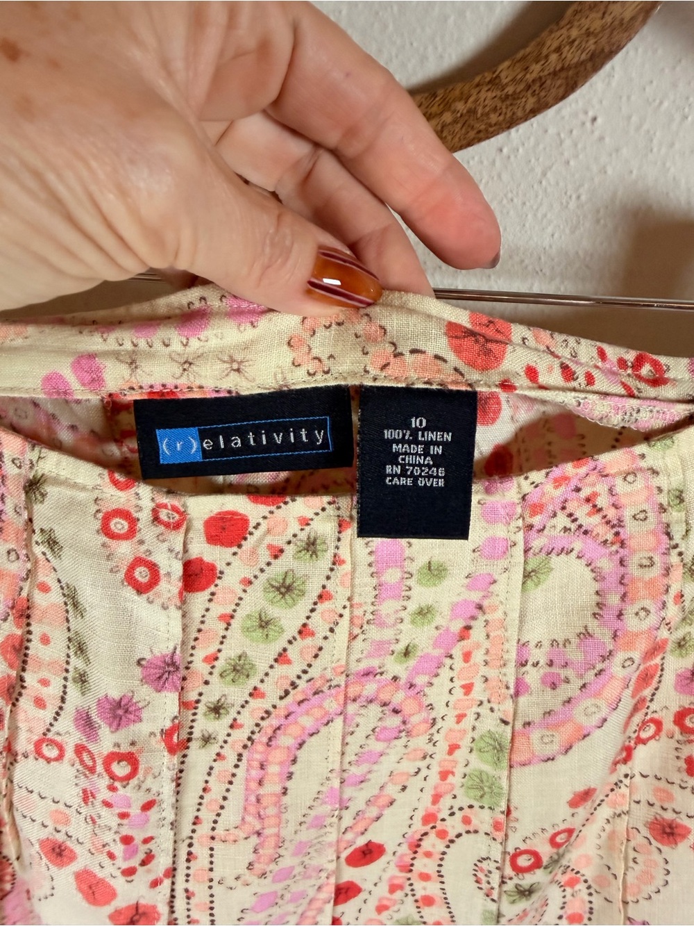 Relativity 100% Linen Paisley A-Line Midi Skirt Pink Size 10 - Picture 3 of 6